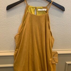 Andree Mustard Yellow Halter Top - size medium - NWT - suede like material